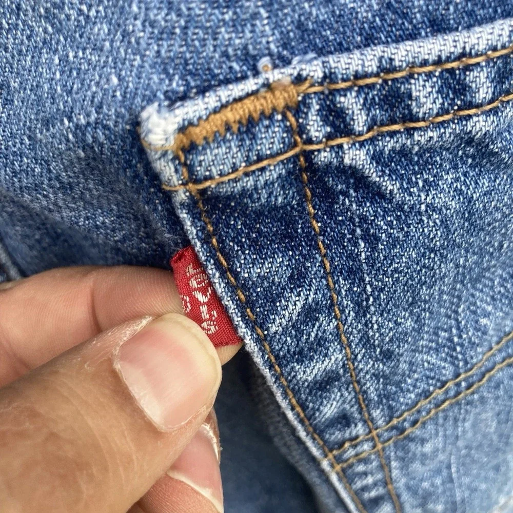 Levi's 505 Mens Denim Shorts 40 Red Tab Straight Leg Blue Jean Medium Wash Jorts